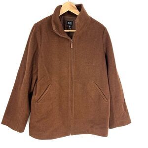 Eileen Fisher Wool Car Coat Size Small Womens Rust Brown Quiet Luxury Jacket
